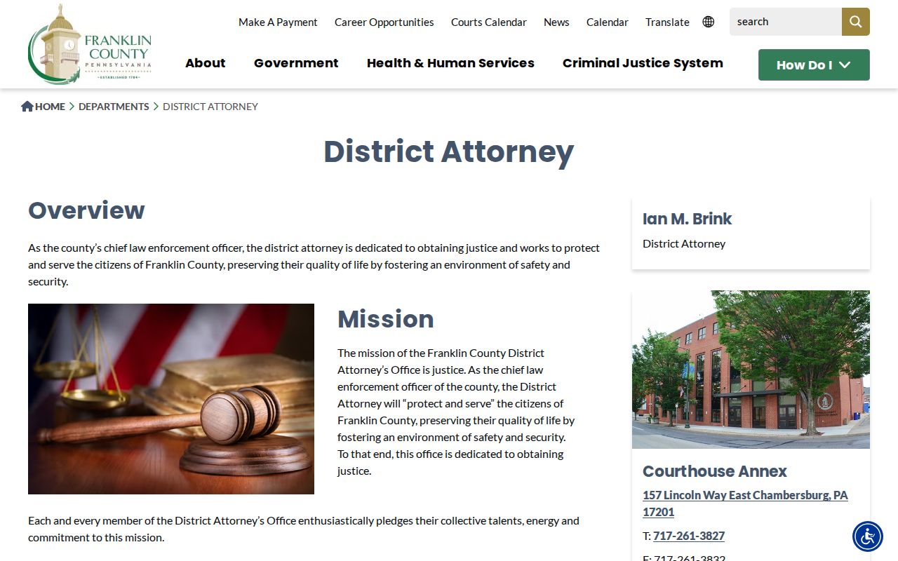 Franklin County District Attorney criminal court case information