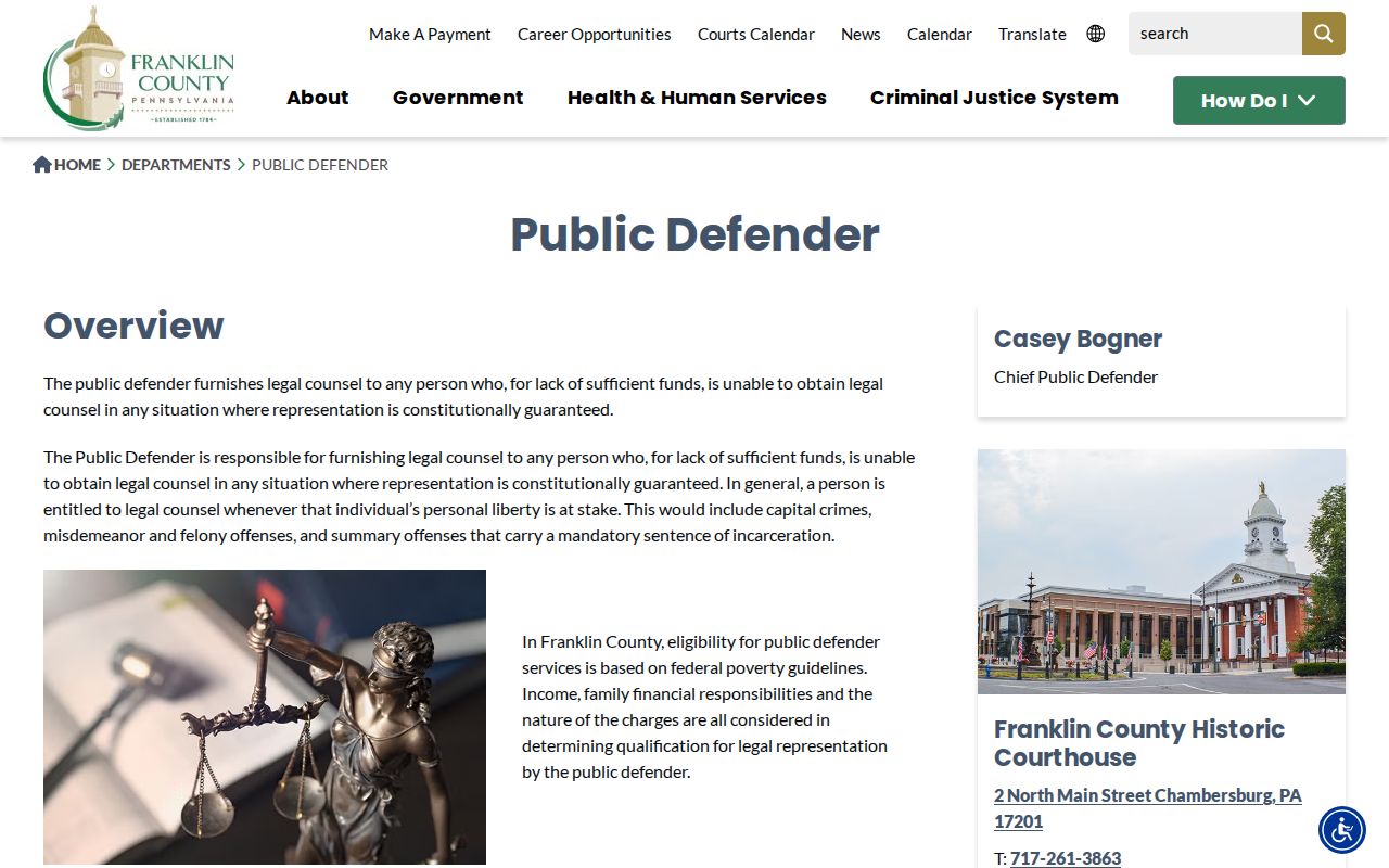 Franklin County Public Defender and criminal court case services