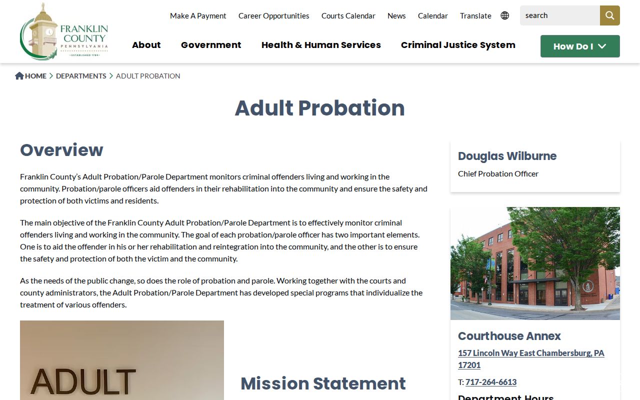 Franklin County criminal history and adult probation records
