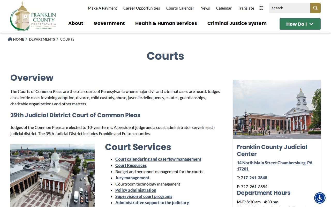 Franklin County courts and criminal record center