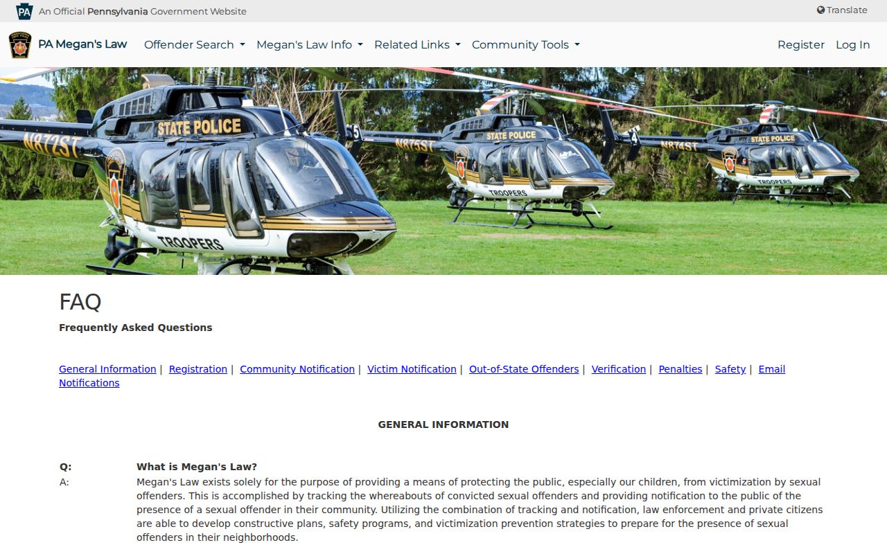 Franklin County sex offender registry profile field guidance